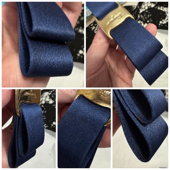 AUTHENTIC Ferragamo VINTAGE Vara Blue Bow Hair Clip Barrette main image 16